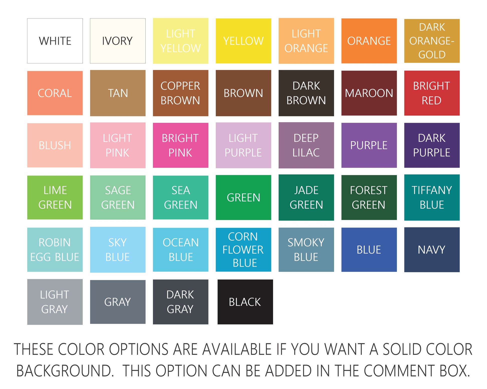 a color chart with different shades of different colors