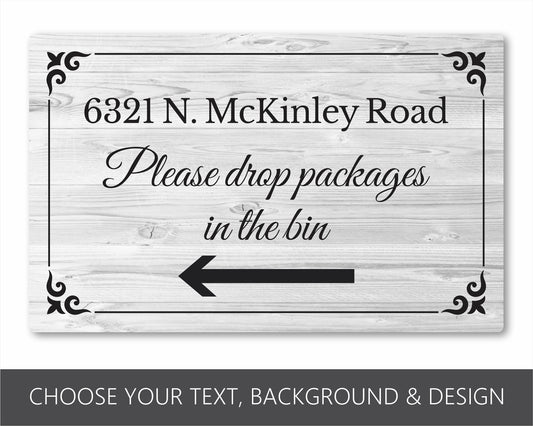 Custom Metal Sign,  Outdoor Signs, Sign for Deliveries, Sign for Package Drop Off, Delivery Sign, Arrows, Mail, Signs, Driver, Directions