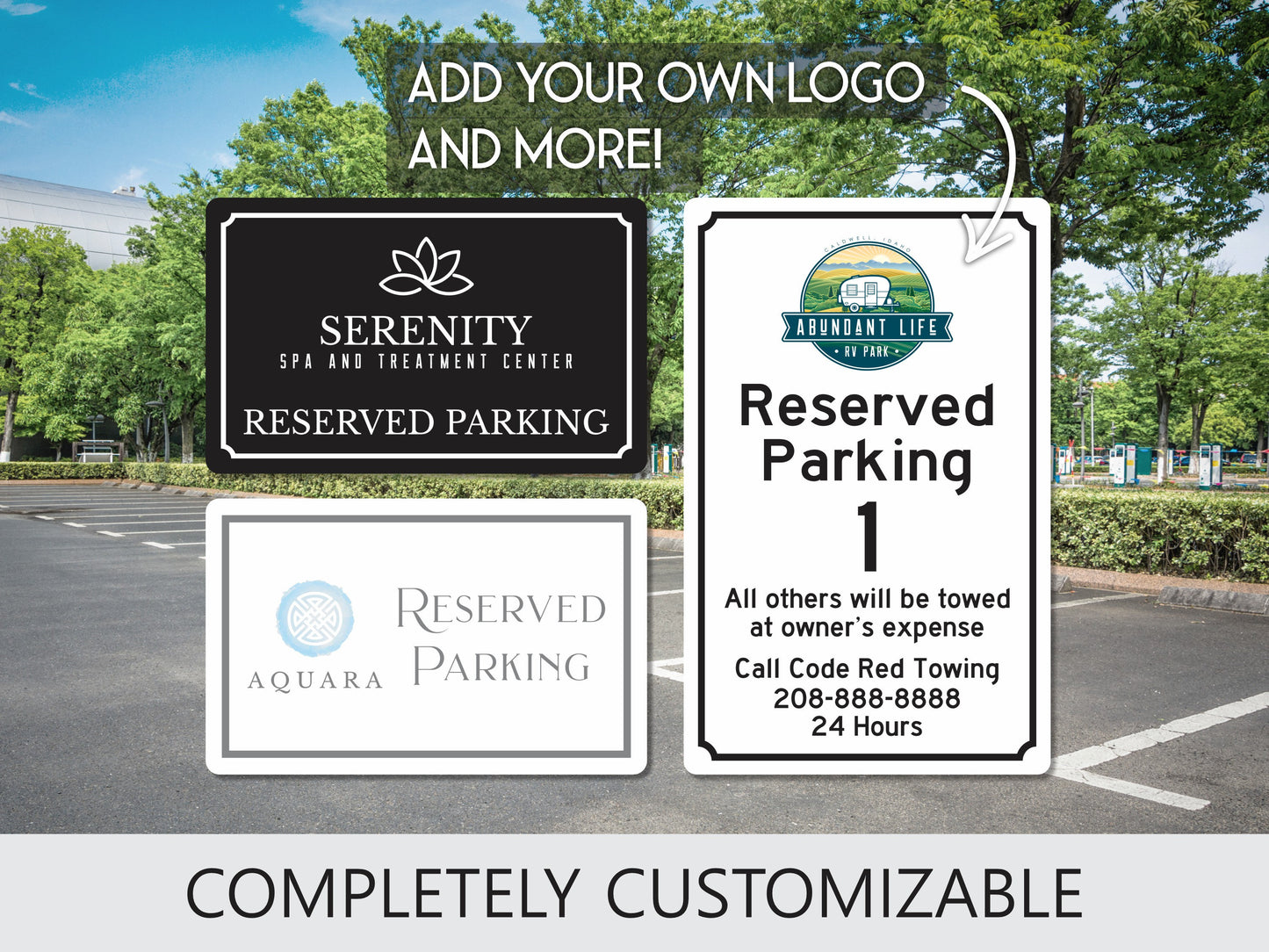 Reserved Parking Sign, Custom Business Logo Parking Sign, Employee Parking Only, Metal Parking Lot Sign, VIP Parking, Parking Instructions