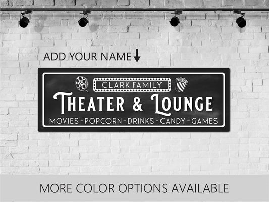 Theater Sign, Personalized Family Theater Sign, Home Theater, Movie Theater Sign, Movie Room Decor, Home Movie Theater Decor, Game Room Sign