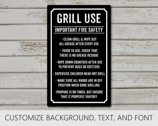 Custom Grill Use Sign, BBQ Sign, Custom Metal Sign, Outdoor Grill Sign, BBQ Sign, Custom BBQ Sign, Grill Sign