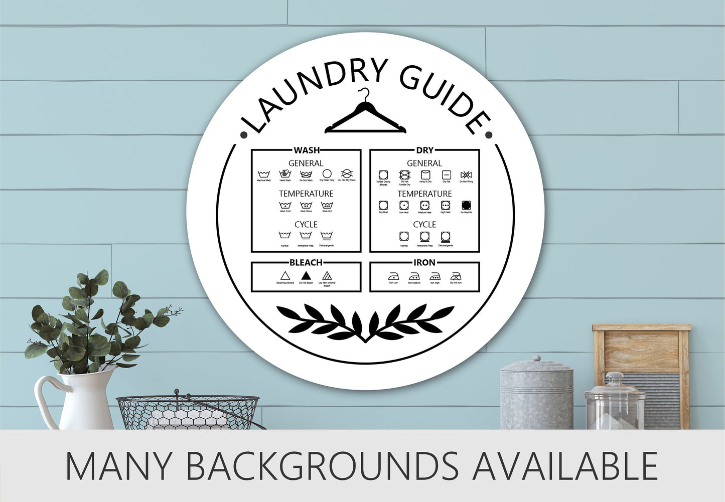 Laundry Symbols Sign, Guide, Laundry Guide Sign, Laundry Symbol Guide, Laundry Symbols Guide, Laundry Guide Print, Laundry Room Symbol Sign