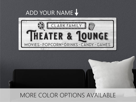 Theater Sign, Personalized Family Theater Sign, Home Theater, Movie Theater Sign, Movie Room Decor, Home Movie Theater Decor, Game Room Sign