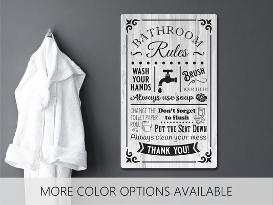 Bathroom Signs, Bathroom Rules, Metal Bathroom Sign, Bathroom Wall Decor, Bathroom Decor Wall Art, Farmhouse Bathroom Wall Decor, Wall Decor