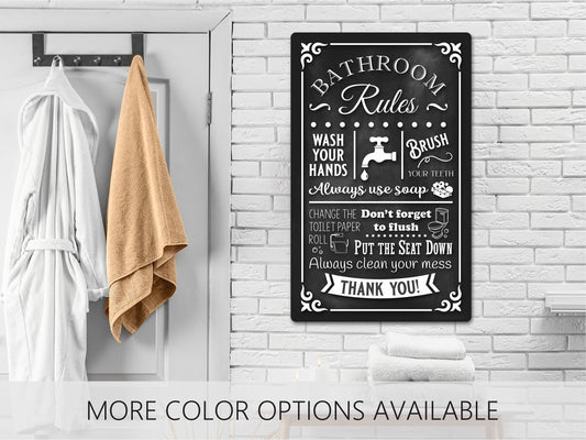 Bathroom Signs, Bathroom Rules, Metal Bathroom Sign, Bathroom Wall Decor, Bathroom Decor Wall Art, Farmhouse Bathroom Wall Decor, Wall Decor