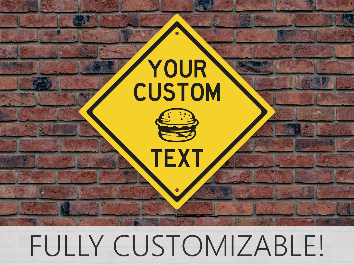 Custom Metal Diamond Street Sign, Personalizable Yellow Animal Crossing Sign, Garage Wall Decor, Caution Xing Warning Zone Traffic Bar Sign