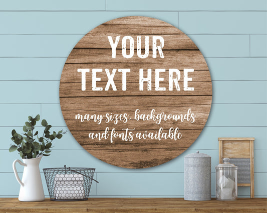 Custom Metal Sign, Round Door Sign, Round Wood Sign, Round Nursery Sign, Round Sign Mockup, Round Wooden Store Sign, Round Letter SIgn