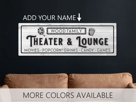 Custom Family Theater Sign, Personalized Sign, Name Sign, Movie Theater, Theater Decor, Home movie Theater Decor, Personalized gift, Cinema