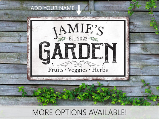 Custom Garden Sign, Personalized Garden Sign, Garden Gifts, Patio Decor, Veggie Garden, Herb Garden, Outdoor Sign, Metal Sign, Rustic Sign